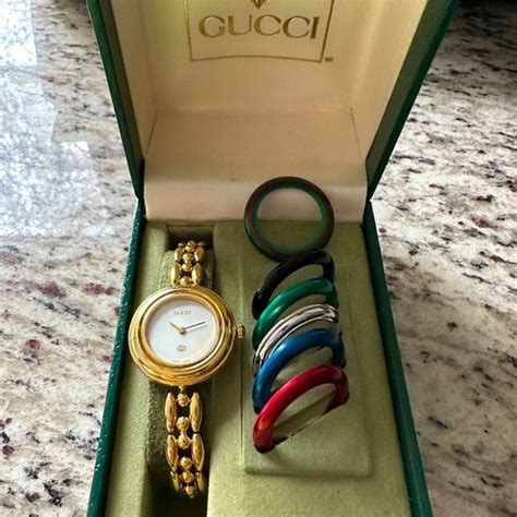 gucci vintage watch interchangeable|vintage Gucci watch with bezels.